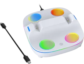 Charging Base Dual Charger Color Lighting Effect For PS5 Controller - White  for sale in Egypt from Games2Egypt