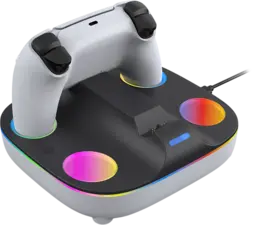 Charging Base Dual Charger Color Lighting Effect For PS5 Controller - White  for sale in Egypt from Games2Egypt