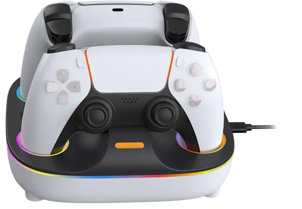 Charging Base Dual Charger Color Lighting Effect For PS5 Controller - White
