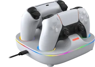 Charging Base Dual Charger Color Lighting Effect For PS5 Controller - White  for sale in Egypt from Games2Egypt