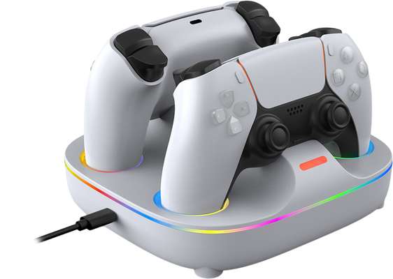 DOBE Charging Base Dual Charger Color Lighting Effect For PS5 Controller - White