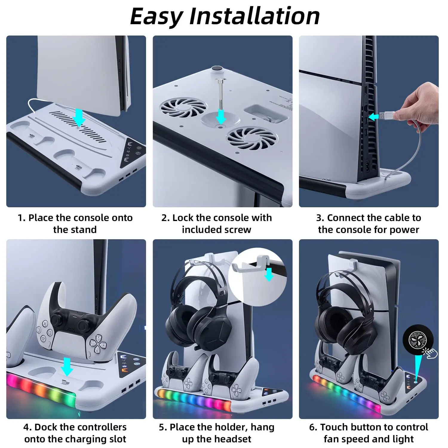 DOBE Multifunctional Cooling and Charging Stand 6 in 1 RGP - PS5 + CDs Storage  for sale in Egypt from Games2Egypt