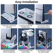 DOBE Multifunctional Cooling and Charging Stand 6 in 1 RGP - PS5 + CDs Storage  for sale in Egypt from Games2Egypt