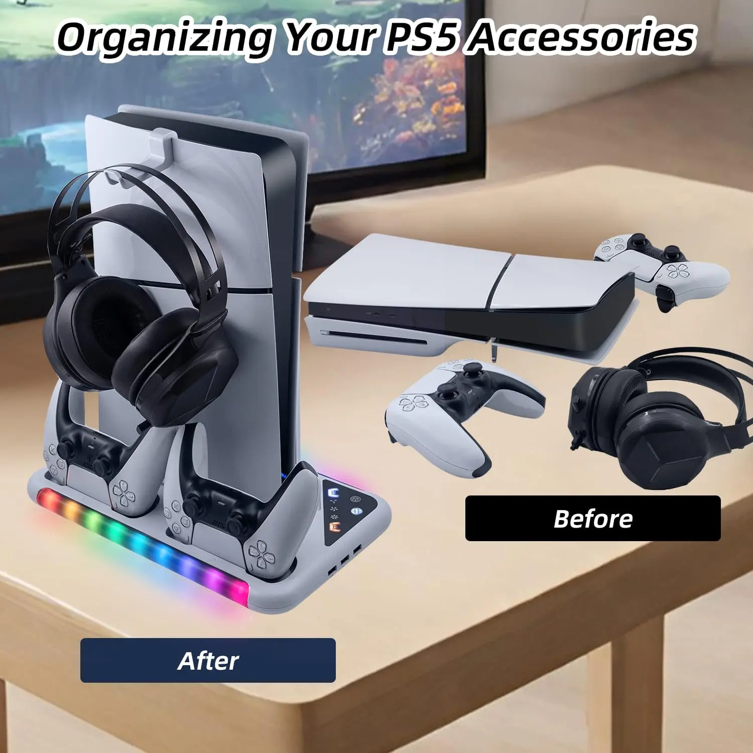 DOBE Multifunctional Cooling and Charging Stand 6 in 1 RGP - PS5 + CDs Storage  for sale in Egypt from Games2Egypt