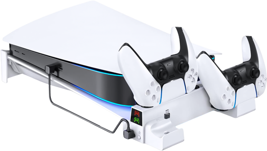 Oivo PS5 Horizontal Stand with 3-Level Cooling Fan and Controller Charger for PS5 - Open Sealed -  for sale in Egypt from Games2Egypt