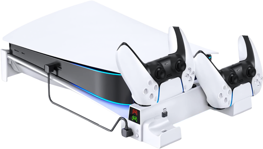 Oivo PS5 Horizontal Stand with 3-Level Cooling Fan and Controller Charger for PS5 - Open Sealed