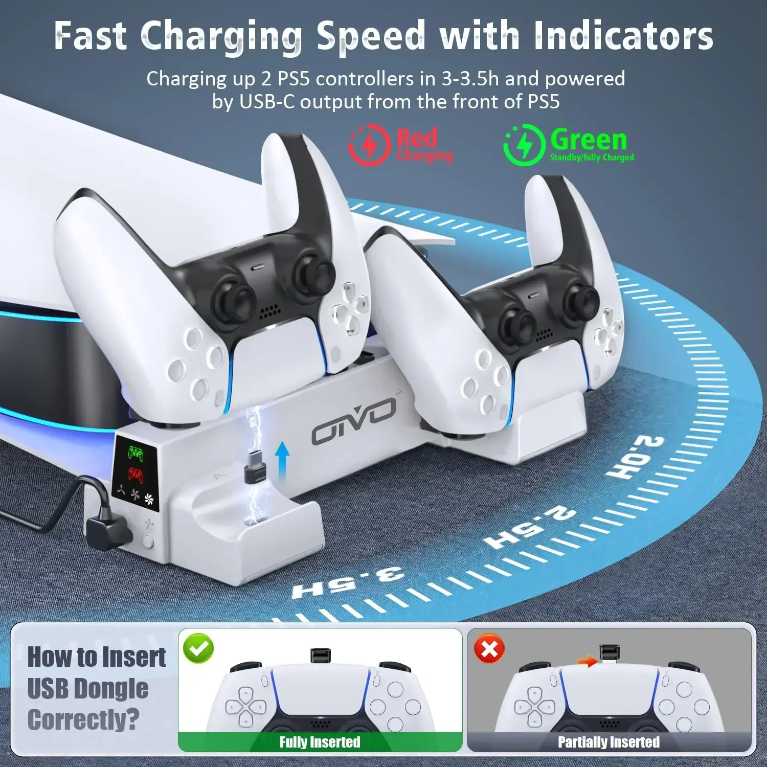 Oivo PS5 Horizontal Stand with 3-Level Cooling Fan and Controller Charger for PS5 - Open Sealed  for sale in Egypt from Games2Egypt