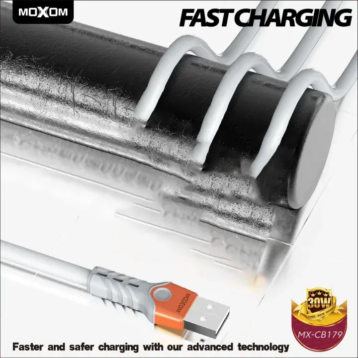MOXOM Fast Charging Data Cable 30W Micro - 4M  for sale in Egypt from Games2Egypt