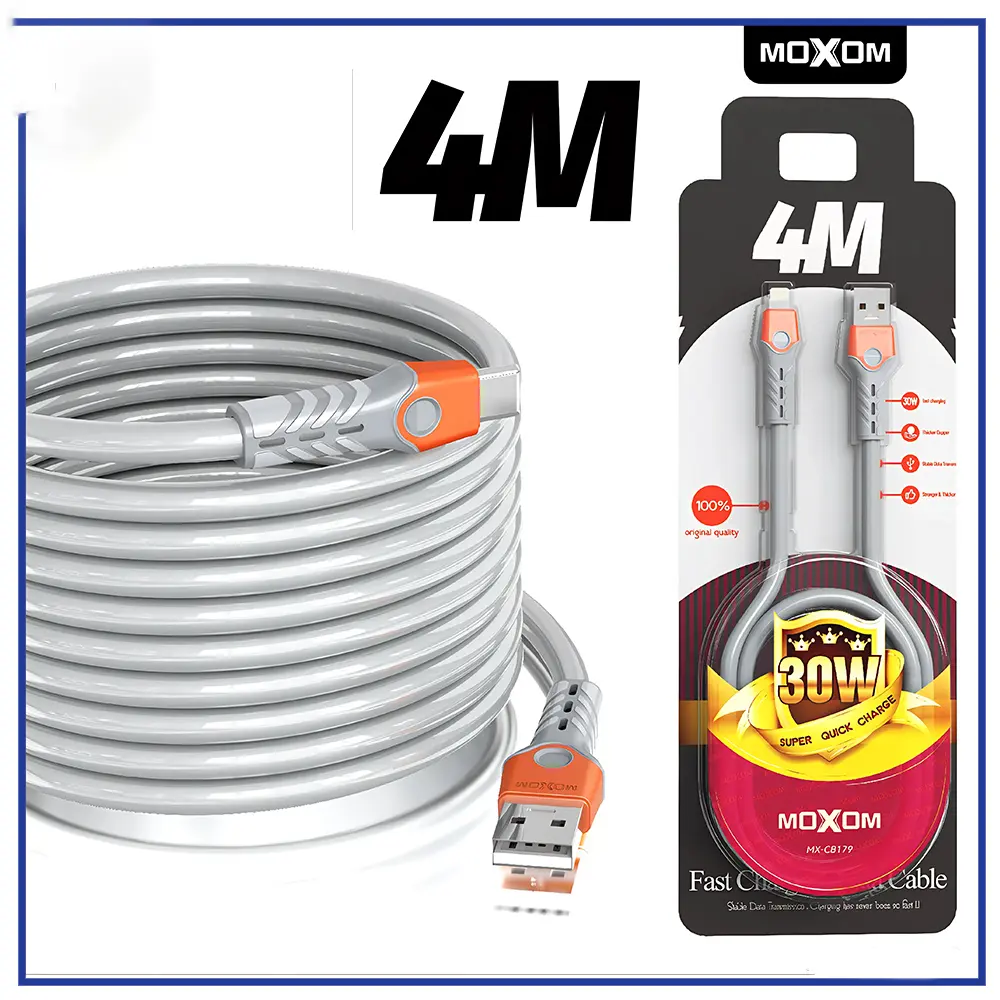 MOXOM Fast Charging Data Cable 30W Micro - 4M  for sale in Egypt from Games2Egypt