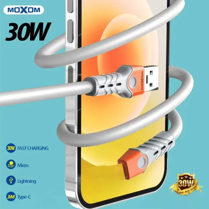 MOXOM Fast Charging Data Cable 30W lightning - 4M  for sale in Egypt from Games2Egypt