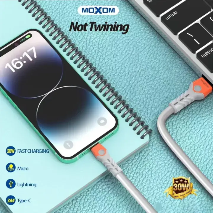 MOXOM Fast Charging Data Cable 30W Micro - 4M  for sale in Egypt from Games2Egypt