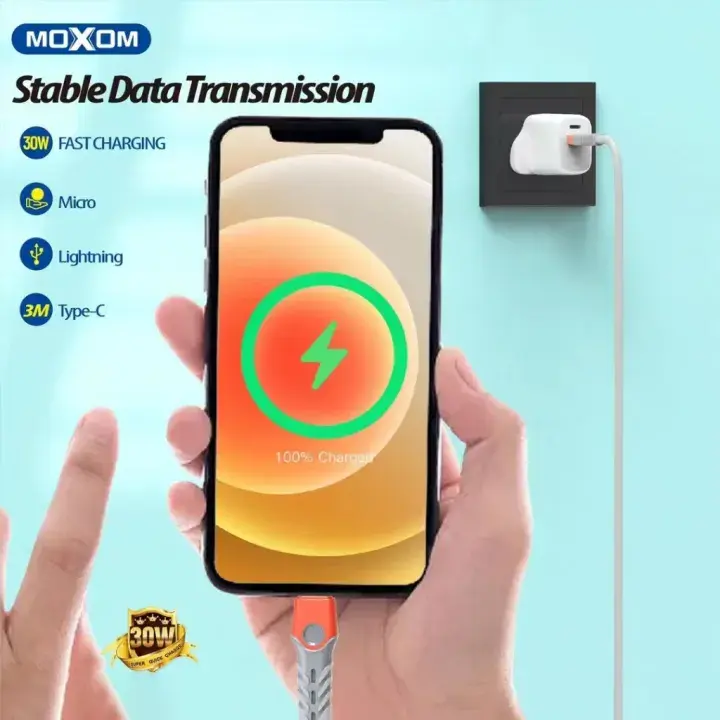 MOXOM Fast Charging Data Cable 30W Micro - 4M  for sale in Egypt from Games2Egypt