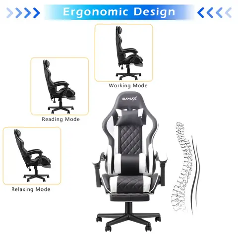 Gamax Gaming Chair 1-LT001L - Black and White  for sale in Egypt from Games2Egypt