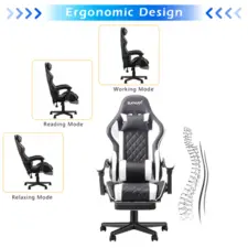 Gamax Gaming Chair 1-LT001L - Black and White  for sale in Egypt from Games2Egypt