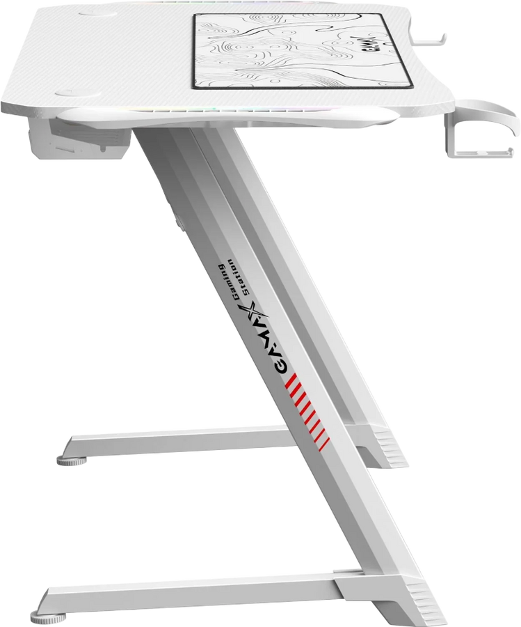 Gamax Z5-1160 Carbon Fiber Gaming Desk with RGB Light & MousePad - White