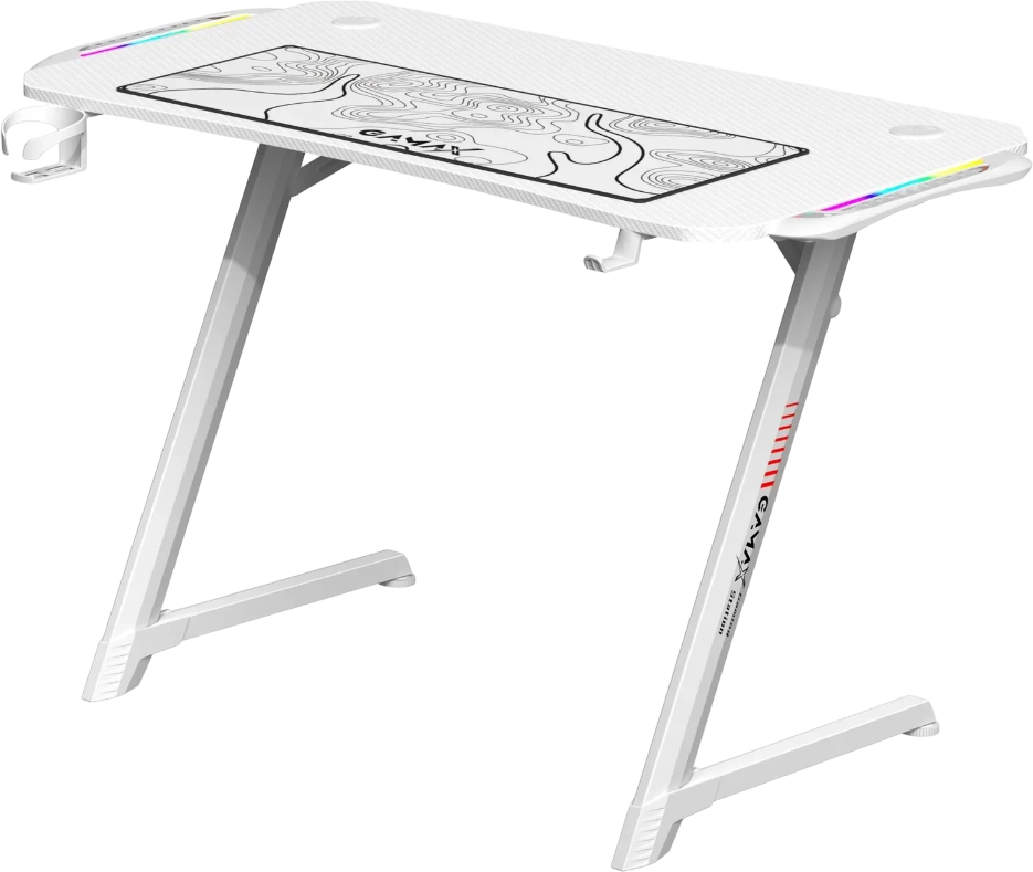 Gamax Z5-1160 Carbon Fiber Gaming Desk with RGB Light & MousePad - White – image 2