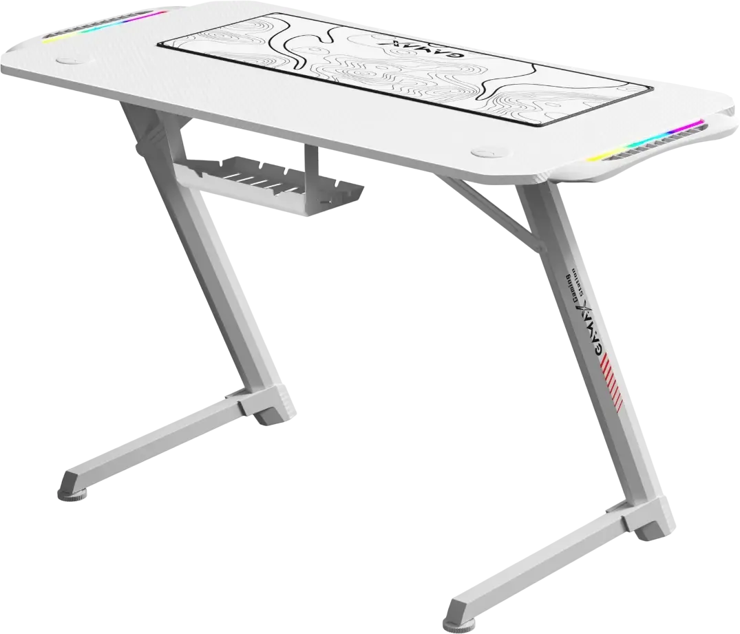 طاولة جيمنج من الياف الكربون Z5-1160 من جاماكس مع اضاءة RGB وماوس باد - أبيض  للبيع في مصر من خلال Games2Egypt