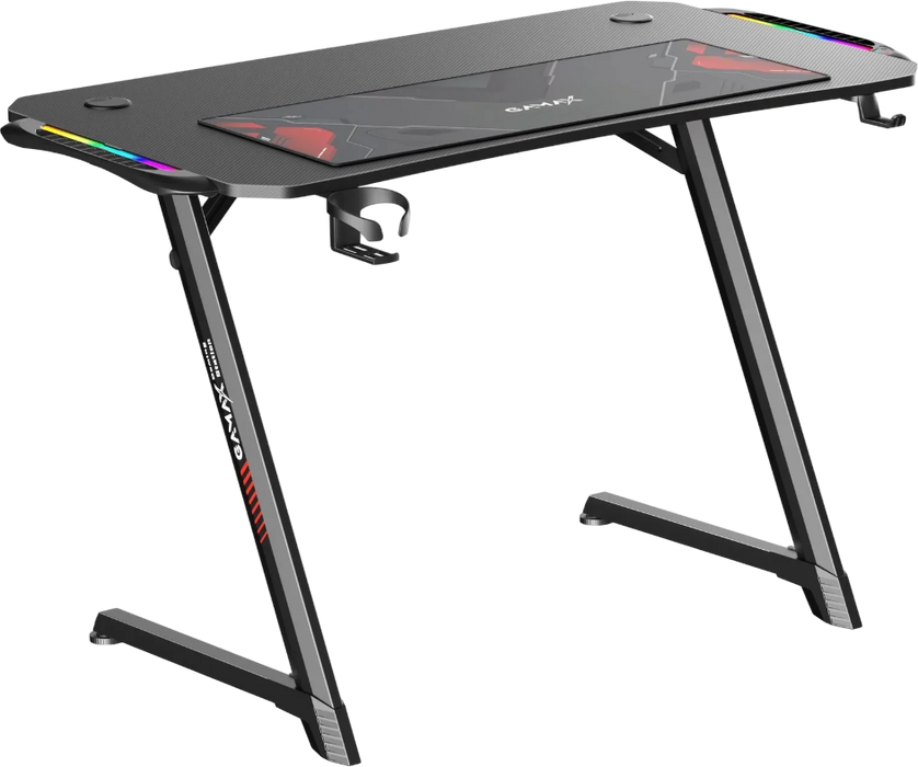 طاولة جيمنج من الياف الكربون Z5-1160 من جاماكس مع اضاءة RGB وماوس باد - أسود  للبيع في مصر من خلال Games2Egypt