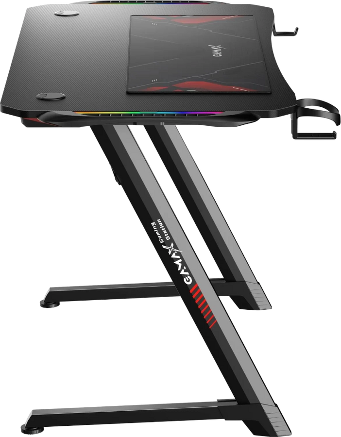 Gamax Z5-1160 Carbon Fiber Gaming Table with RGB Light & MousePad - Black