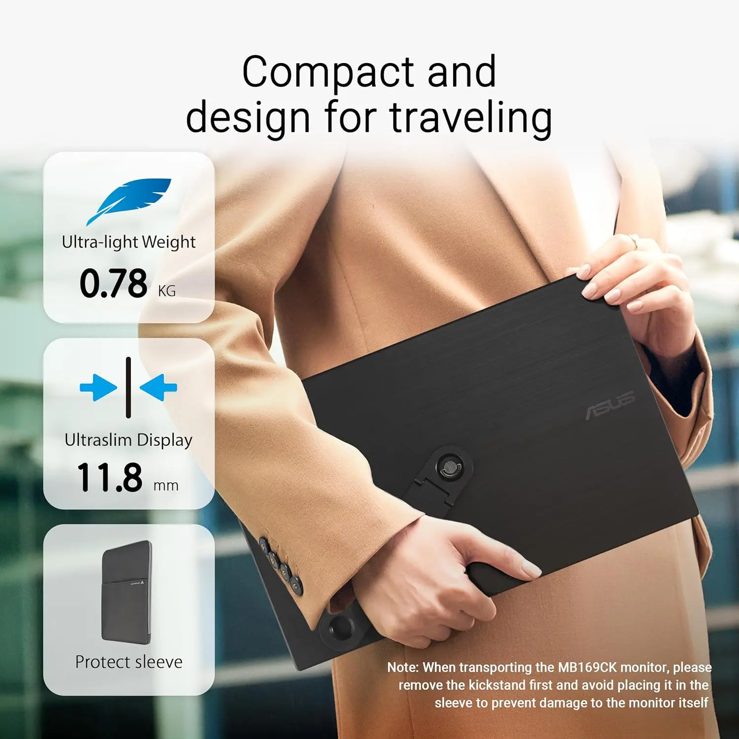 ASUS ZenScreen MB169CK Portable Monitor  for sale in Egypt from Games2Egypt