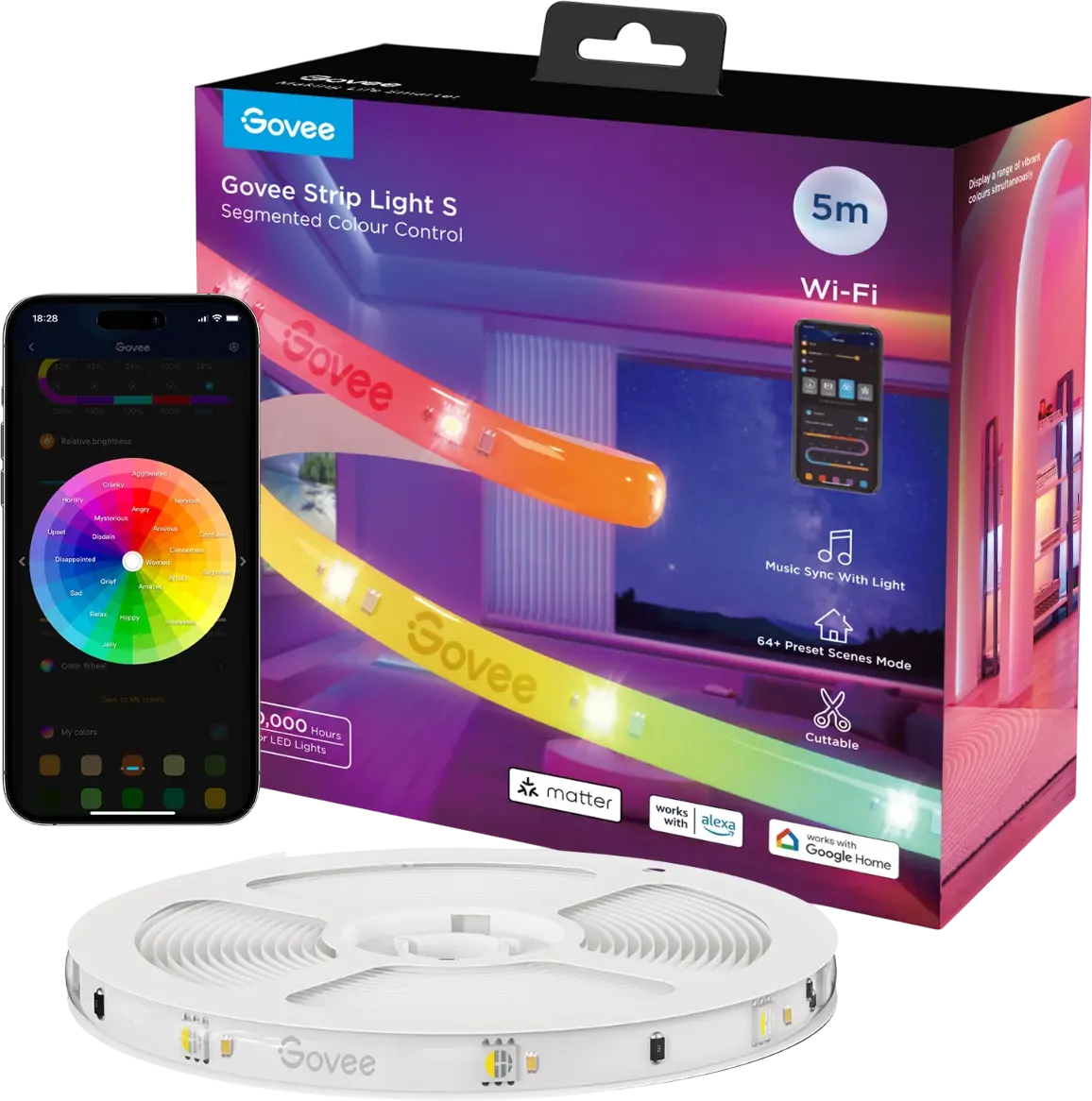 Govee H612A RGBIC Wi-Fi + Bluetooth LED Strip Lights With Protective Coating - 5M  for sale in Egypt from Games2Egypt