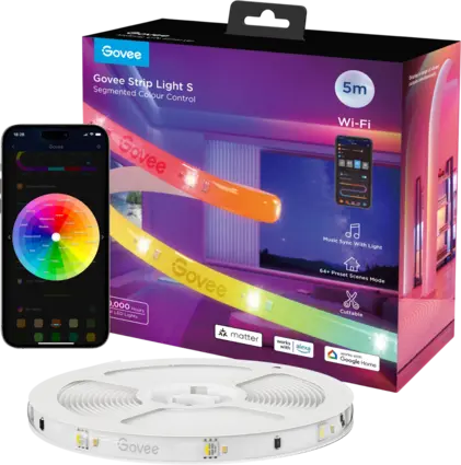 Govee H612A RGBIC Wi-Fi + Bluetooth LED Strip Lights With Protective Coating - 5M
