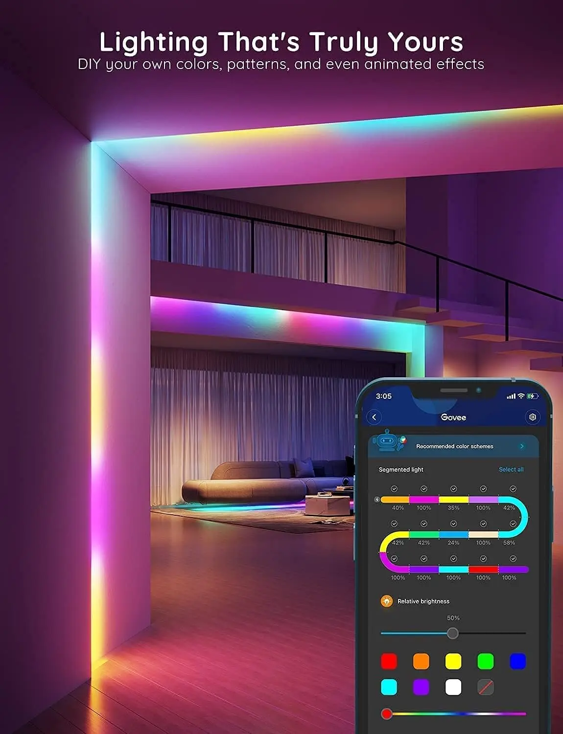 Govee H612A RGBIC Wi-Fi + Bluetooth LED Strip Lights With Protective Coating - 5M  for sale in Egypt from Games2Egypt