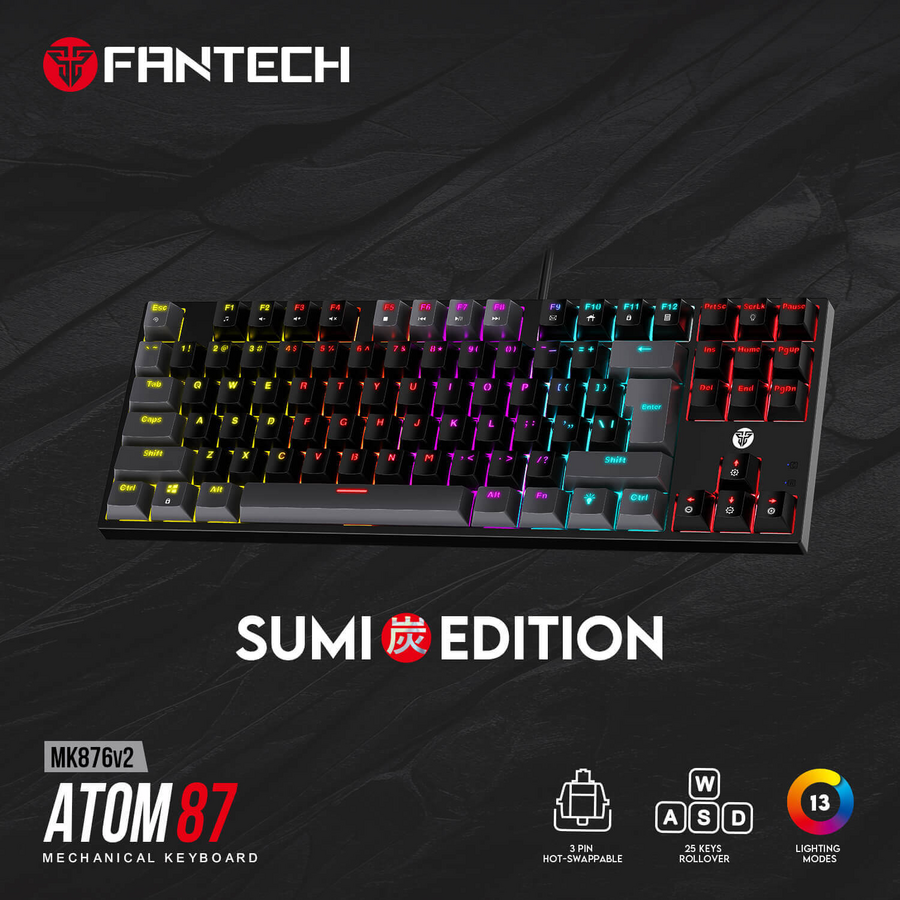 Fantech ATOM87 MK876v2 Wired Mechanical Gaming Keyboard Black - Red Switch  – image 7
