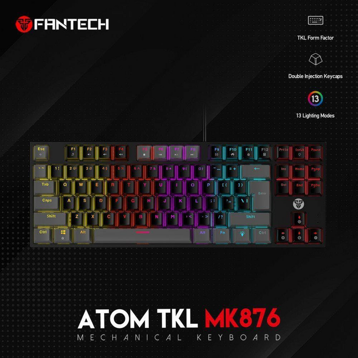 كيبورد جيمنج سلكية ميكانيكية ATOM87 MK876v2 من فانتيك أسود سويتش أزرق  للبيع في مصر من خلال Games2Egypt