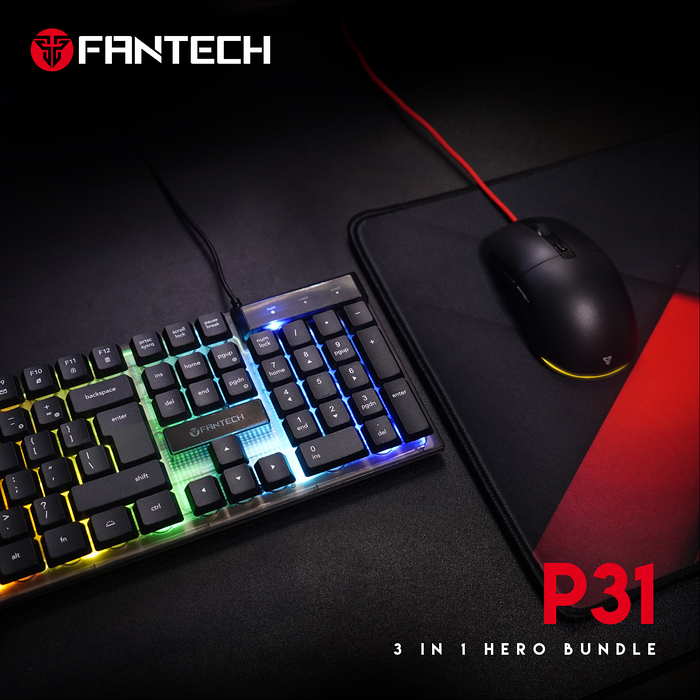 كومبو فانتيك P31 باندل هيرو 3*1 جيمنج ماوس+كيبورد+ بادة ماوس  للبيع في مصر من خلال Games2Egypt