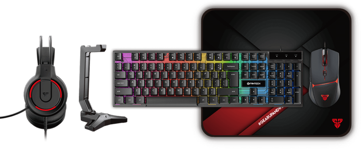 Fantech P51 Combo Power 5×1 Gaming Keyboard+Mouse+Mousepad+Headset+Headset stand -  for sale in Egypt from Games2Egypt