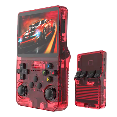 R36S Retro Handheld Video Game Console - 128 GB - Burgundy