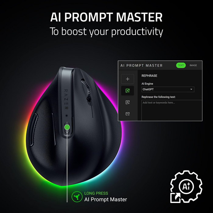 Razer Pro Click V2 Vertical - Wireless Gaming Mouse - Black  for sale in Egypt from Games2Egypt