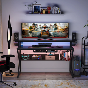  Gaming Desk with Storage Shelf and Monitors Shelf 5*1 - Black  for sale in Egypt from Games2Egypt