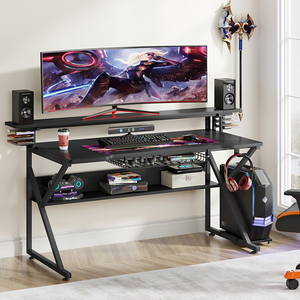  Gaming Desk with Storage Shelf and Monitors Shelf 5*1 - Black  for sale in Egypt from Games2Egypt