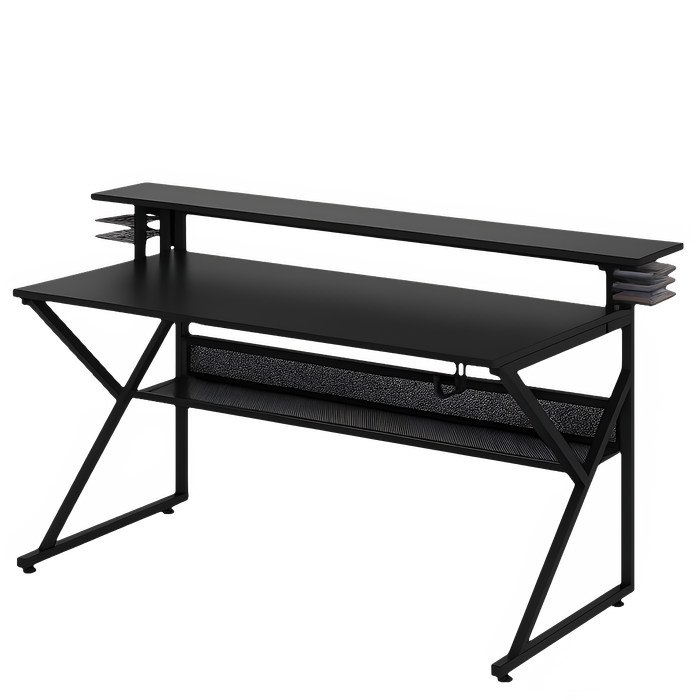  Gaming Desk with Storage Shelf and Monitors Shelf 5*1 - Black  for sale in Egypt from Games2Egypt