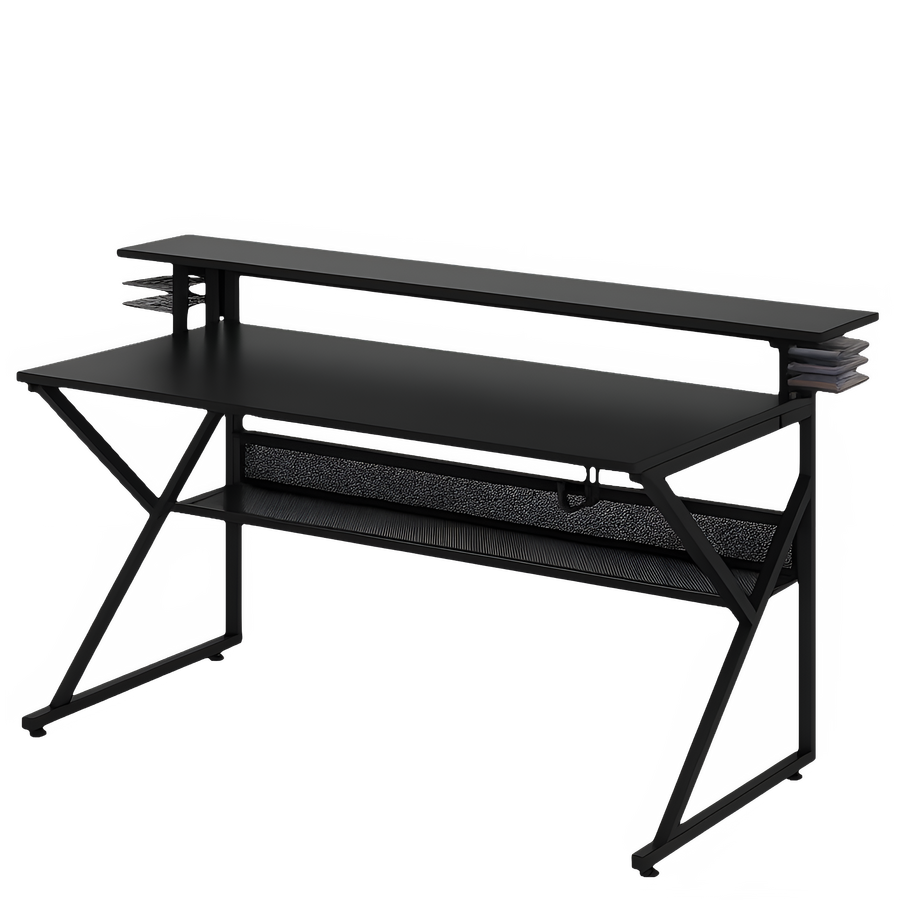  Gaming Desk with Storage Shelf and Monitors Shelf 5*1 - Black – image 2
