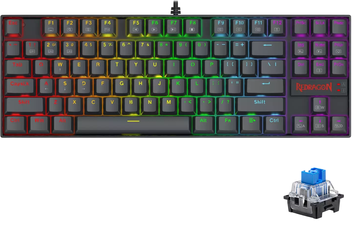 Redragon K552E Kumara Elite Rainbow Mechanical Wired Gaming Keyboard - Blue Switch – image 2