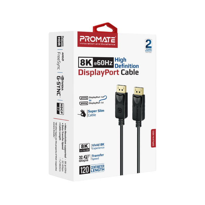 كابل بروميت DisplayPort، فائق الدقة 8K -  60 هيرتز - 1.2متر   للبيع في مصر من خلال Games2Egypt