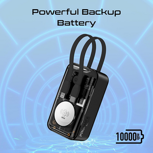 باور بانك بروميت شفاف مافريكس بكابل تايب سي وكابل لايتننج بقوة 10000mAh   للبيع في مصر من خلال Games2Egypt