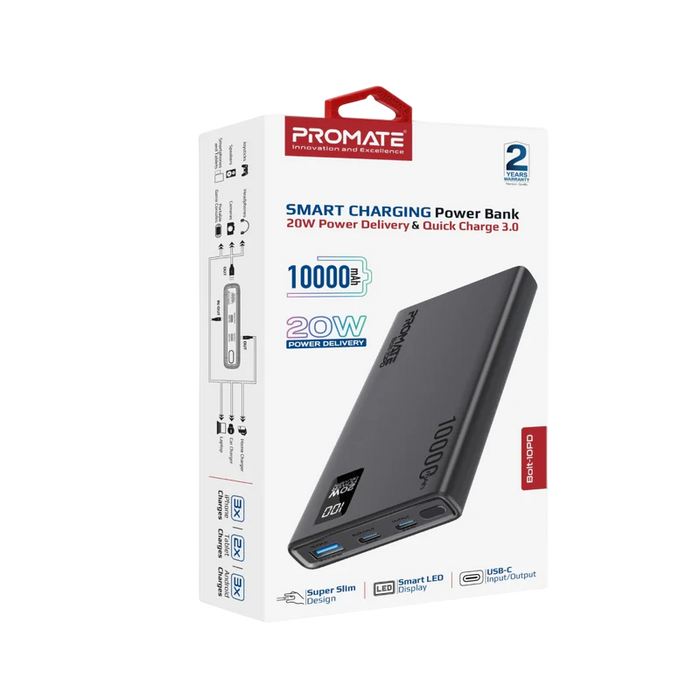 باور بانك بروميت بولت 10PD مزود ب3 منافذ بقوة 10000mAh   للبيع في مصر من خلال Games2Egypt