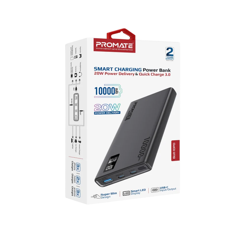 باور بانك بروميت بولت 10PD مزود ب3 منافذ بقوة 10000mAh  – صورة 2
