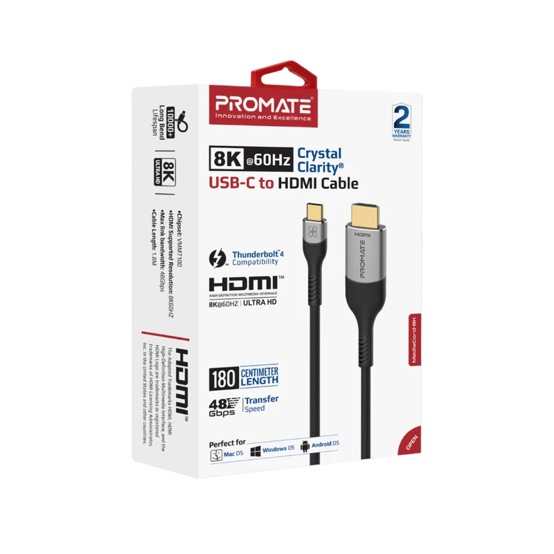 Promate MediaCord-8K Crystal Clarity cable Type C to HDMI - 1.8M – image 2