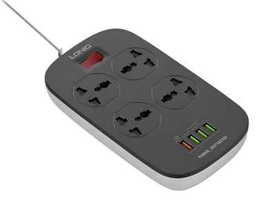 LDNIO DEFENDER SERIES SC4407 - 4 Power Socket 4 + USB - Black -  for sale in Egypt from Games2Egypt