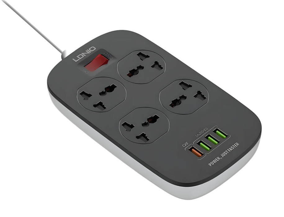 LDNIO DEFENDER SERIES SC4407 - 4 Power Socket 4 + USB - Black  for sale in Egypt from Games2Egypt