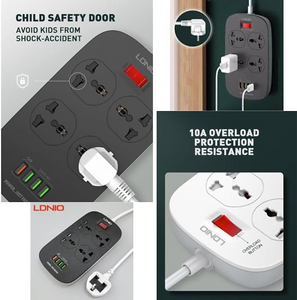 LDNIO DEFENDER SERIES SC4407 - 4 Power Socket 4 + USB - Black  for sale in Egypt from Games2Egypt