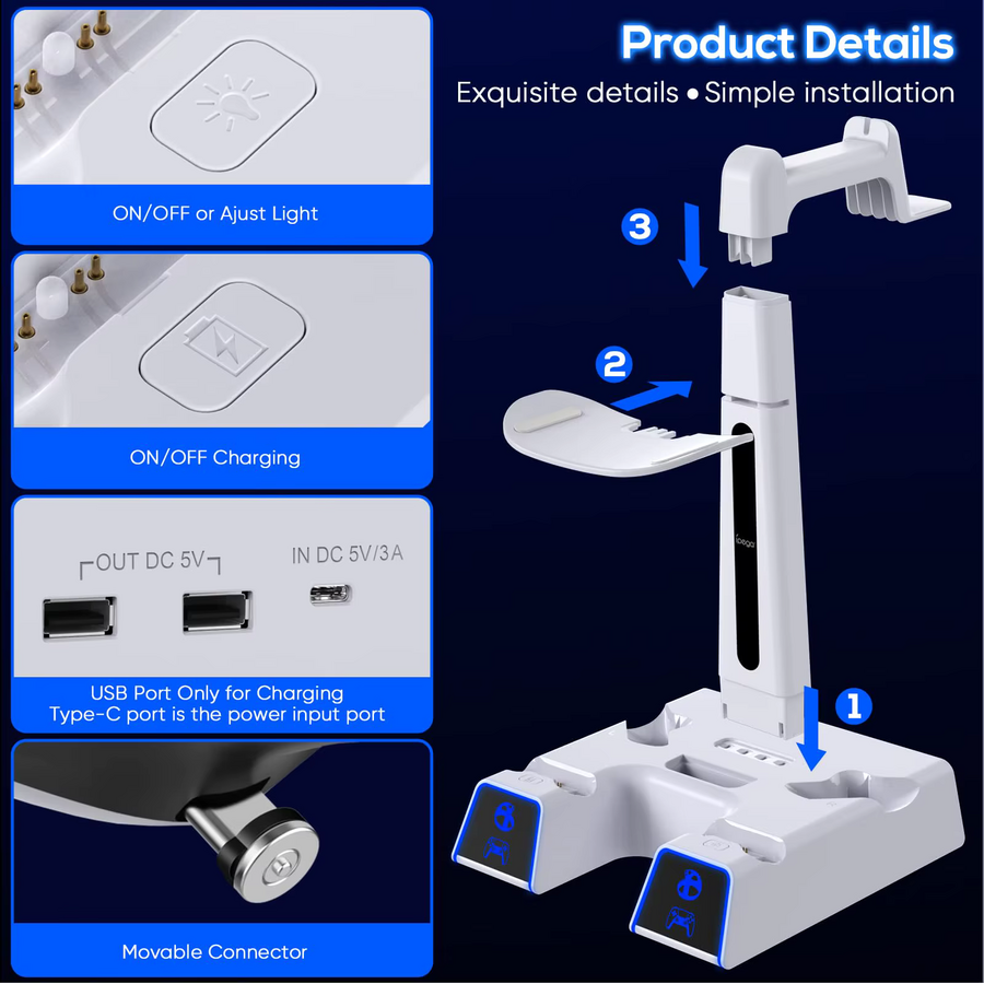  iPega Dual RGB Charging Station Stand for PSVR2  – image 6