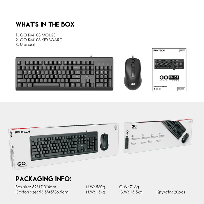 Keyboard & Mouse Fantech KM103 USB Wired  for sale in Egypt from Games2Egypt