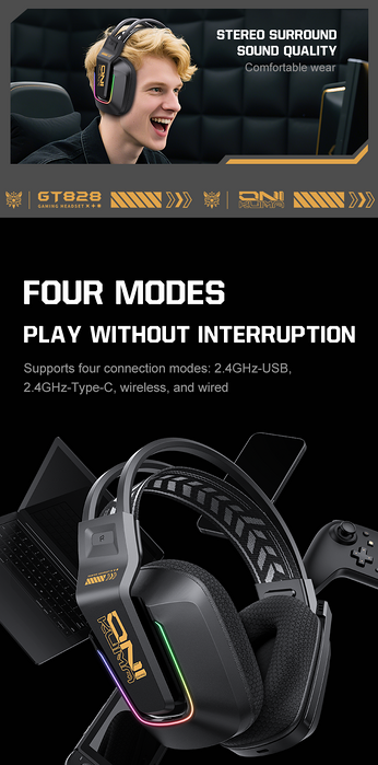 اونيكوما GT828 سماعات العاب متعددة الأوضاع أر جي بي - أسود  للبيع في مصر من خلال Games2Egypt