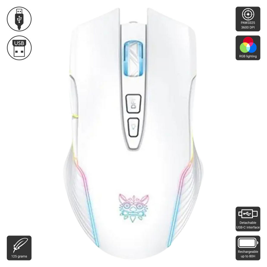 Onikuma CW905 Wireless RGB Gaming Mouse - White – image 2